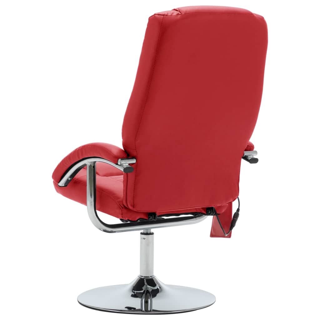 vidaXL Masažni fotelj s stolčkom za noge rdeč iz umetnega usnja