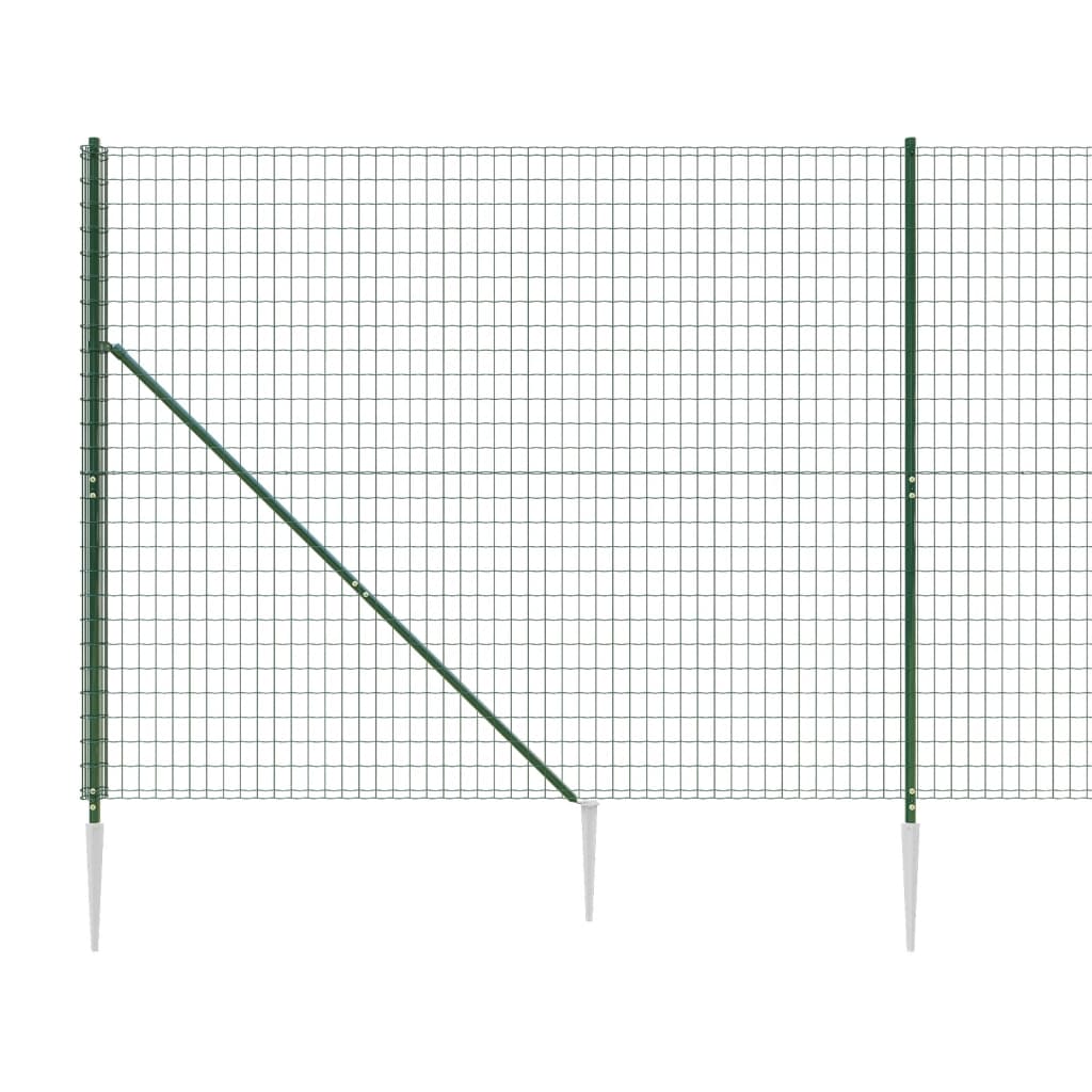 vidaXL Mrežna ograja s konicami za postavitev zelena 1,4x25 m