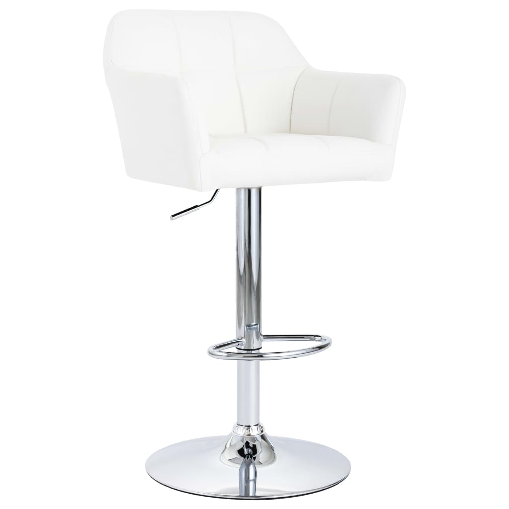 vidaXL Barski stolčki 2 kosa z naslonjali za roke belo umetno usnje