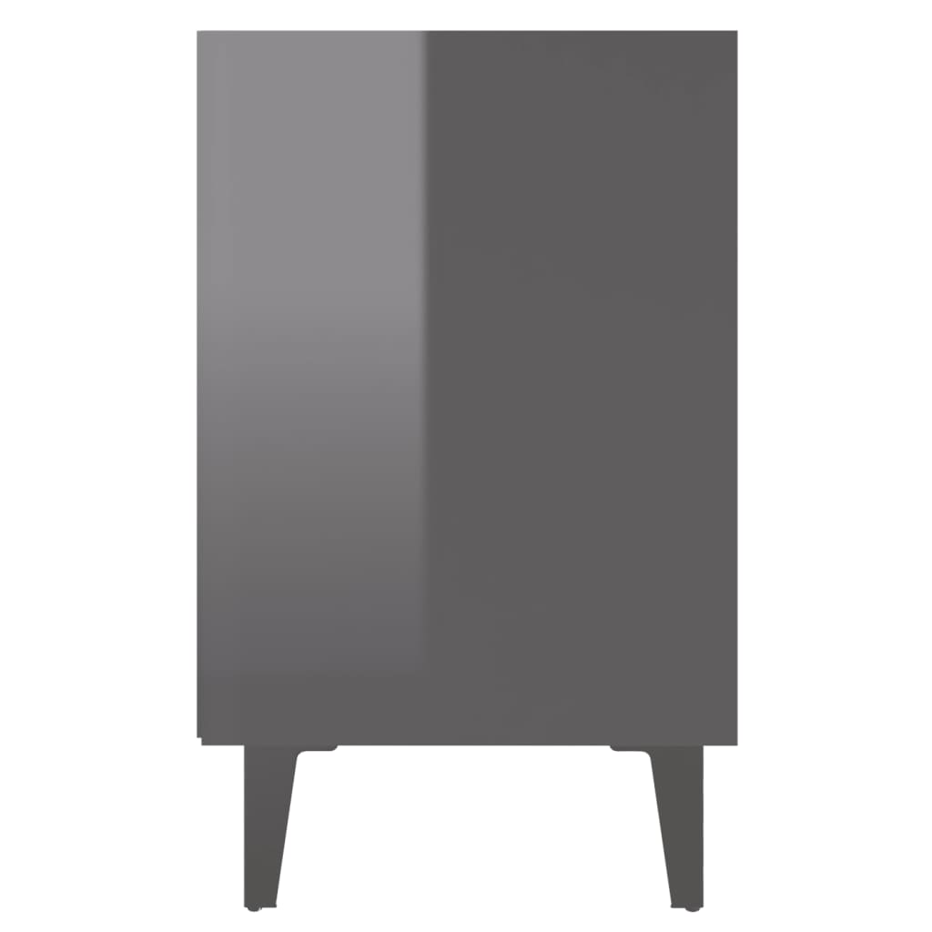 vidaXL Nočna omarica z nogami 2 kosa visok sijaj siva 40x30x50 cm