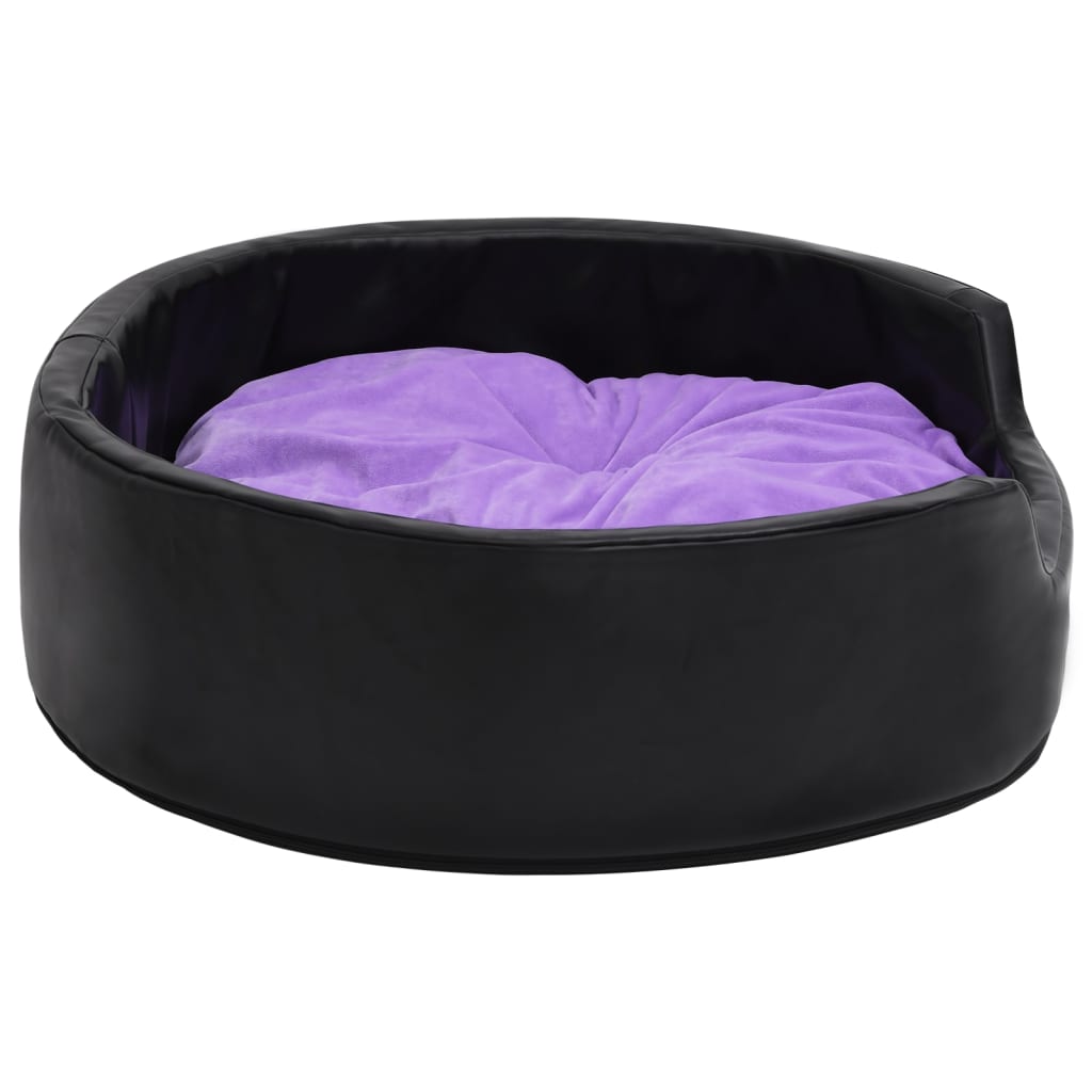 vidaXL Pasja postelja črna in vijolična 99x89x21 cm pliš in um. usnje