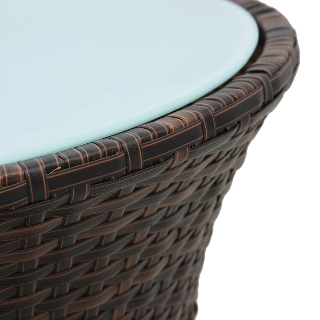 vidaXL Vrtna mizica v obliki bobna rjava poli ratan