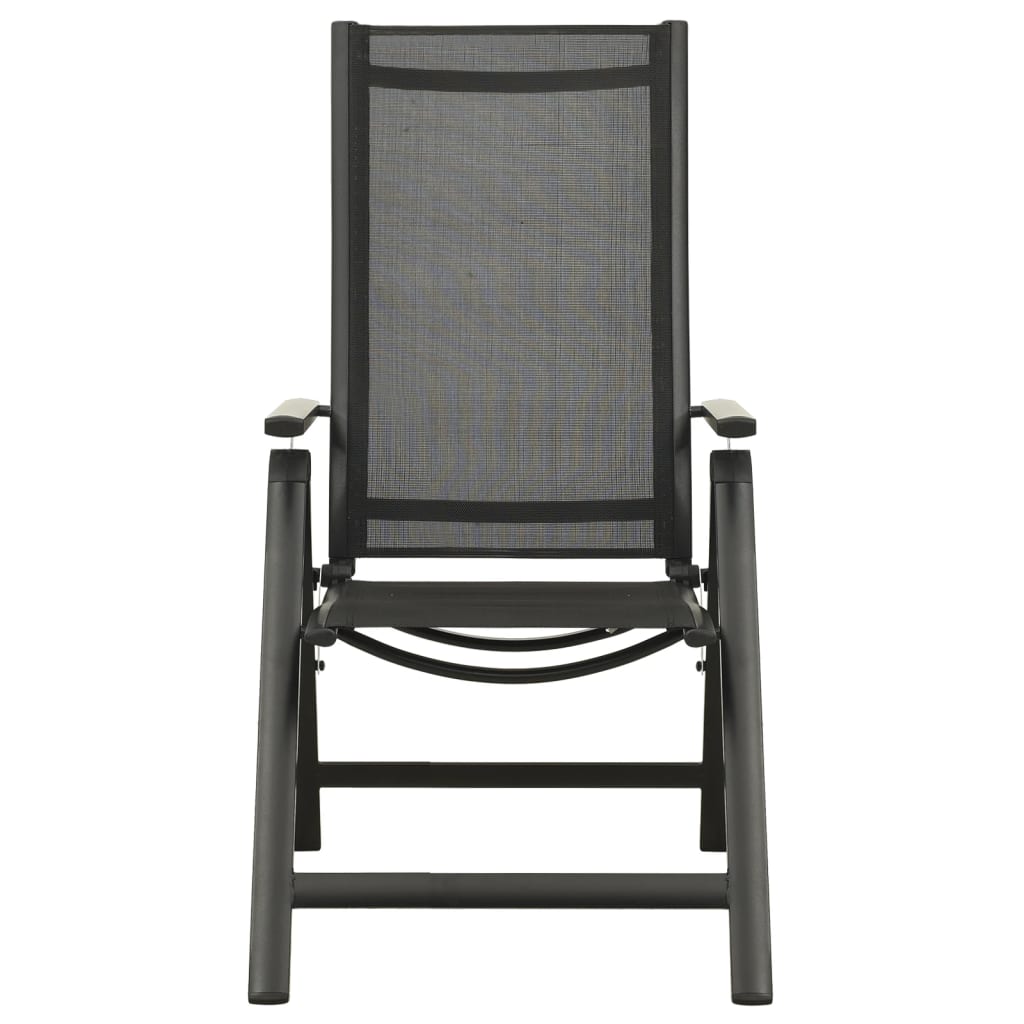 vidaXL Zložljivi vrtni stoli 2 kosa tekstil in aluminij črni
