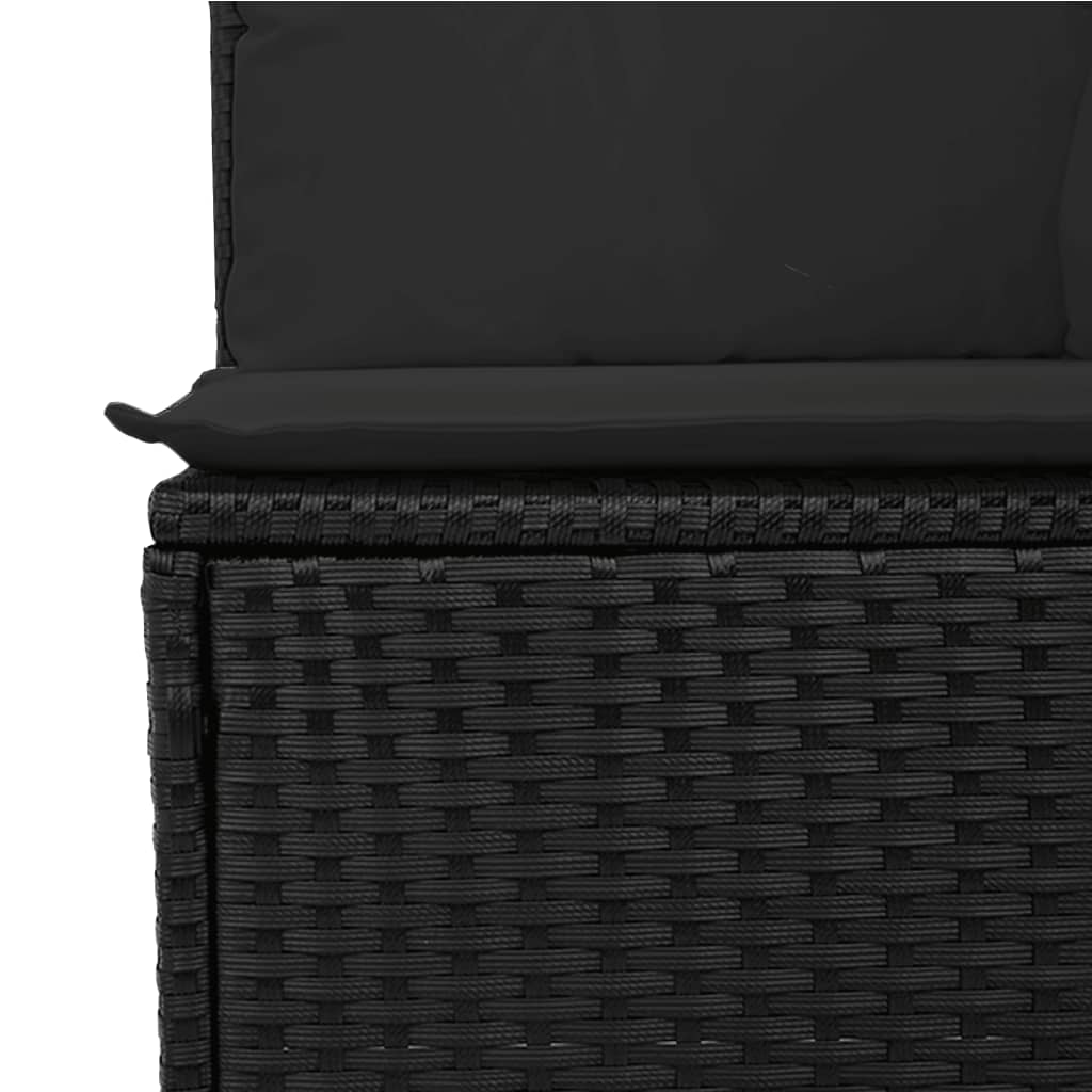vidaXL Vrtni kavč z blazinami 4-sedežni črn poli ratan