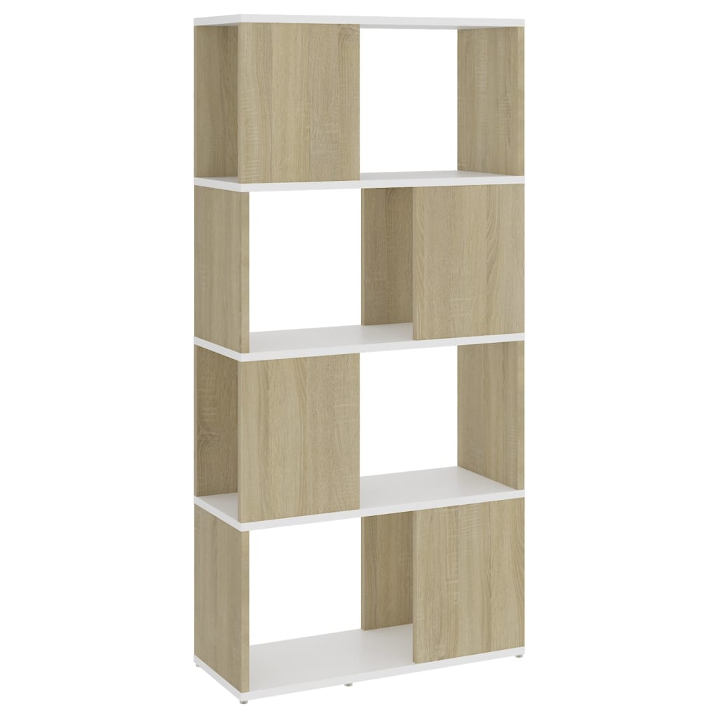 vidaXL Knjižna omara za razdelitev prostora bela/hrast 60x24x124,5 cm