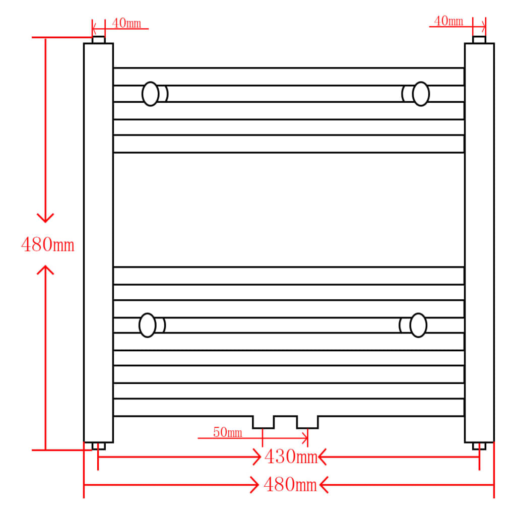 Kopalniški cevni radiator za centralno ogrevanje raven 480x480 mm črn