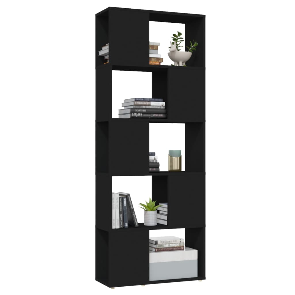 vidaXL Knjižna omara za razdelitev prostora črna 60x24x155 cm