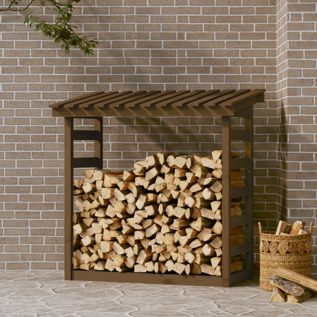vidaXL Stojalo za drva medeno rjavo 108x64,5x110 cm trdna borovina