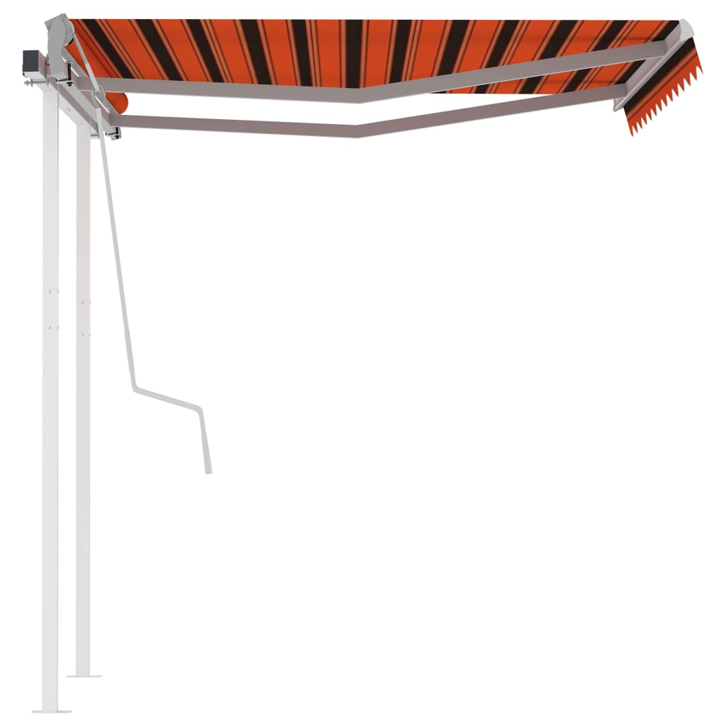 vidaXL Ročno zložljiva tenda s stebrički 3,5x2,5 m oranžna in rjava