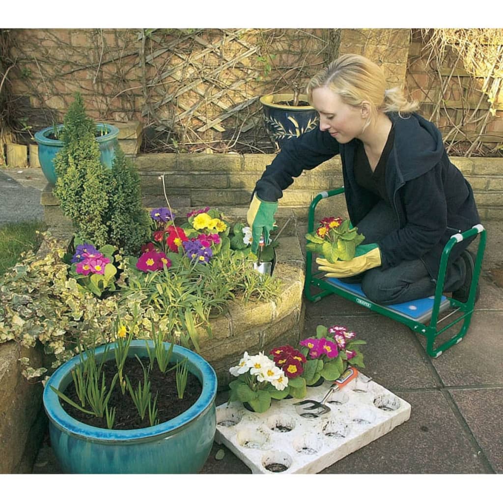 Draper Tools Zložljiv vrtni sedež/klečalnik iz železa zelen