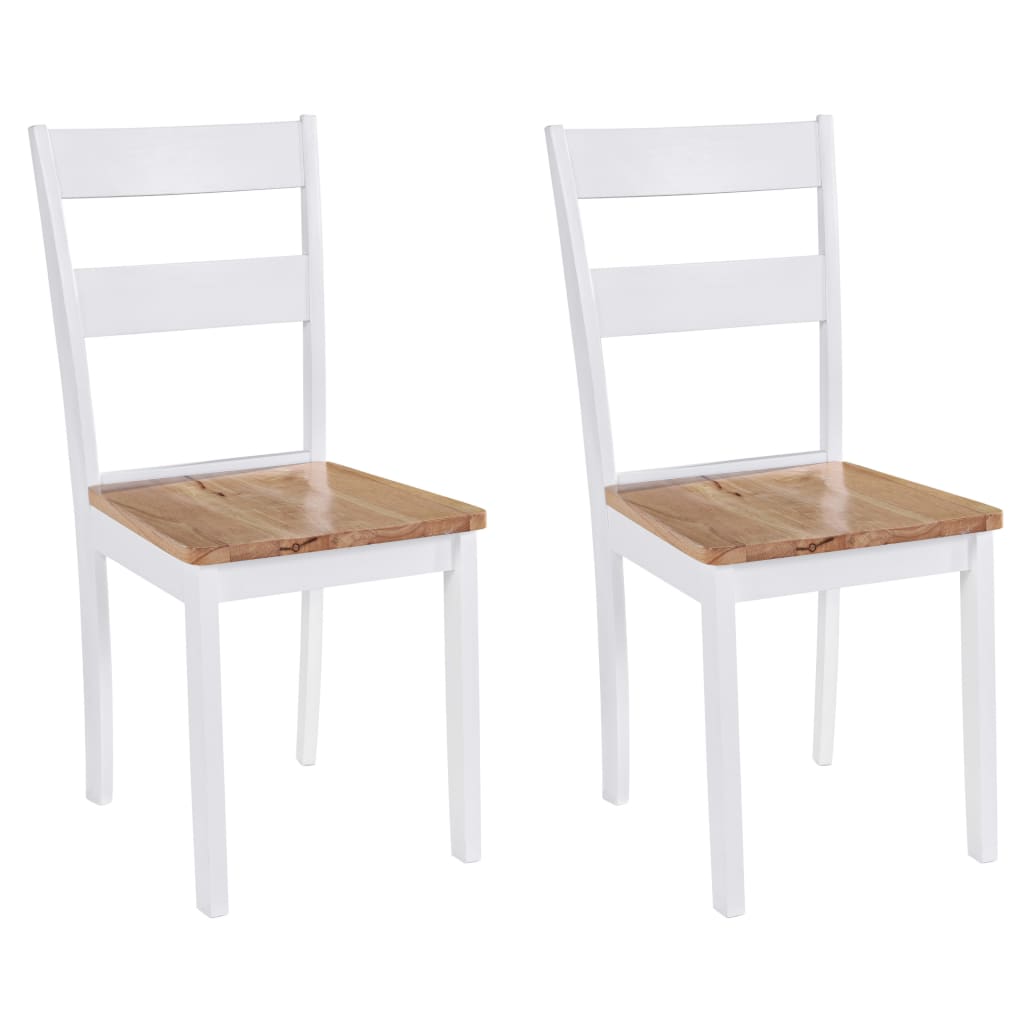 vidaXL Jedilni stoli 2 kosa beli trden kavčukovec
