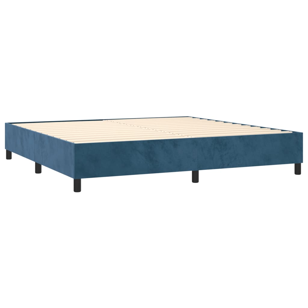 vidaXL Box spring postelja z vzmetnico temno modra 200x200 cm žamet