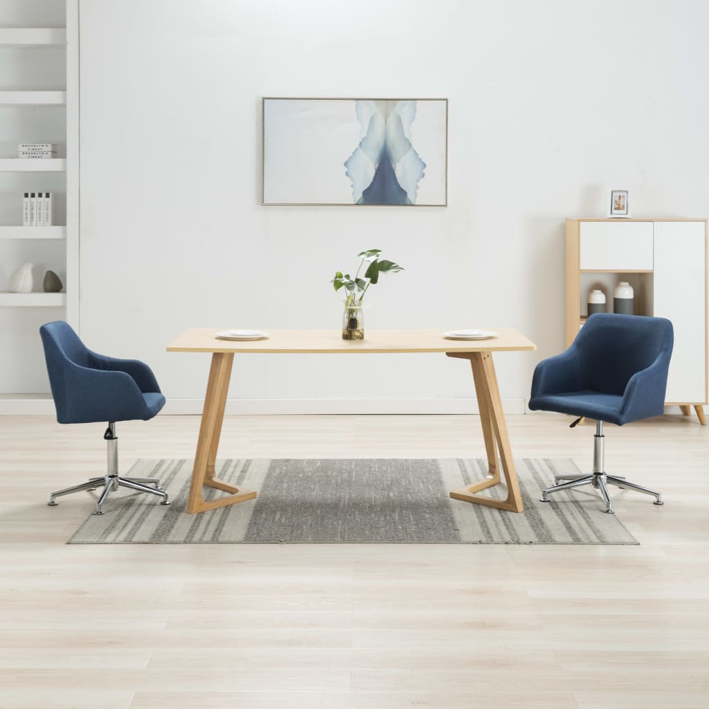 vidaXL Vrtljivi jedilni stoli 2 kosa modro blago