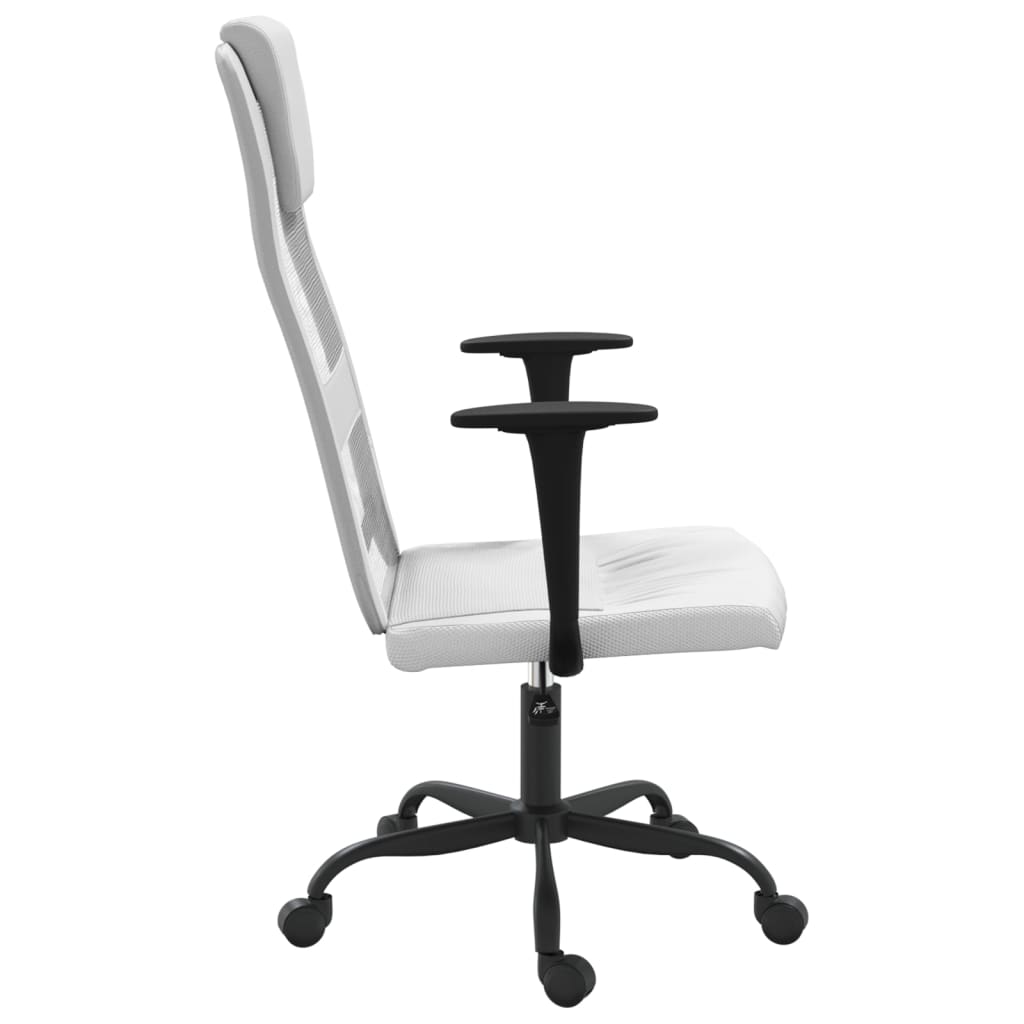 vidaXL Pisarniški stol nastavljiv po višini belo blago in umetno usnje