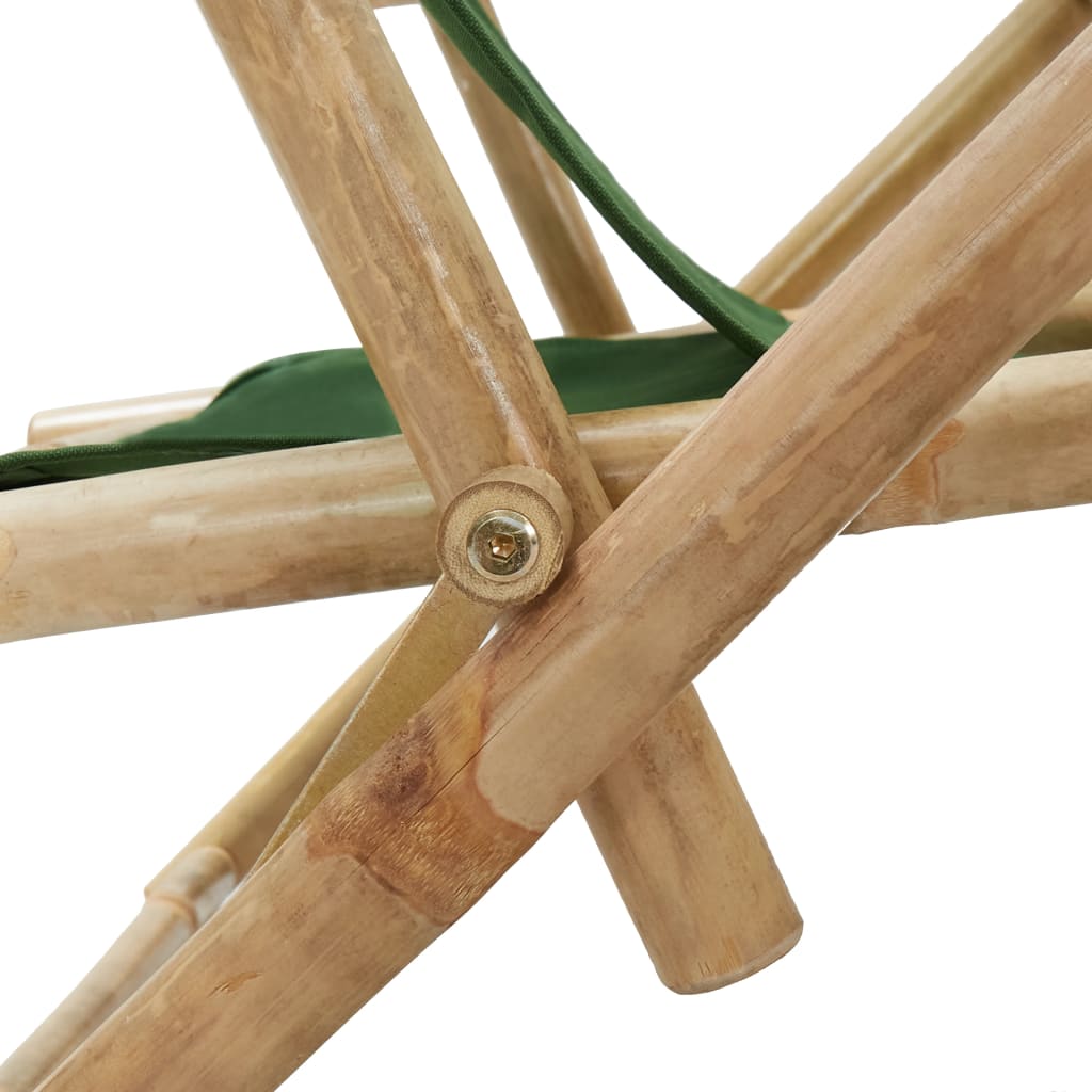 vidaXL Stol za sproščanje zelen bambus in blago