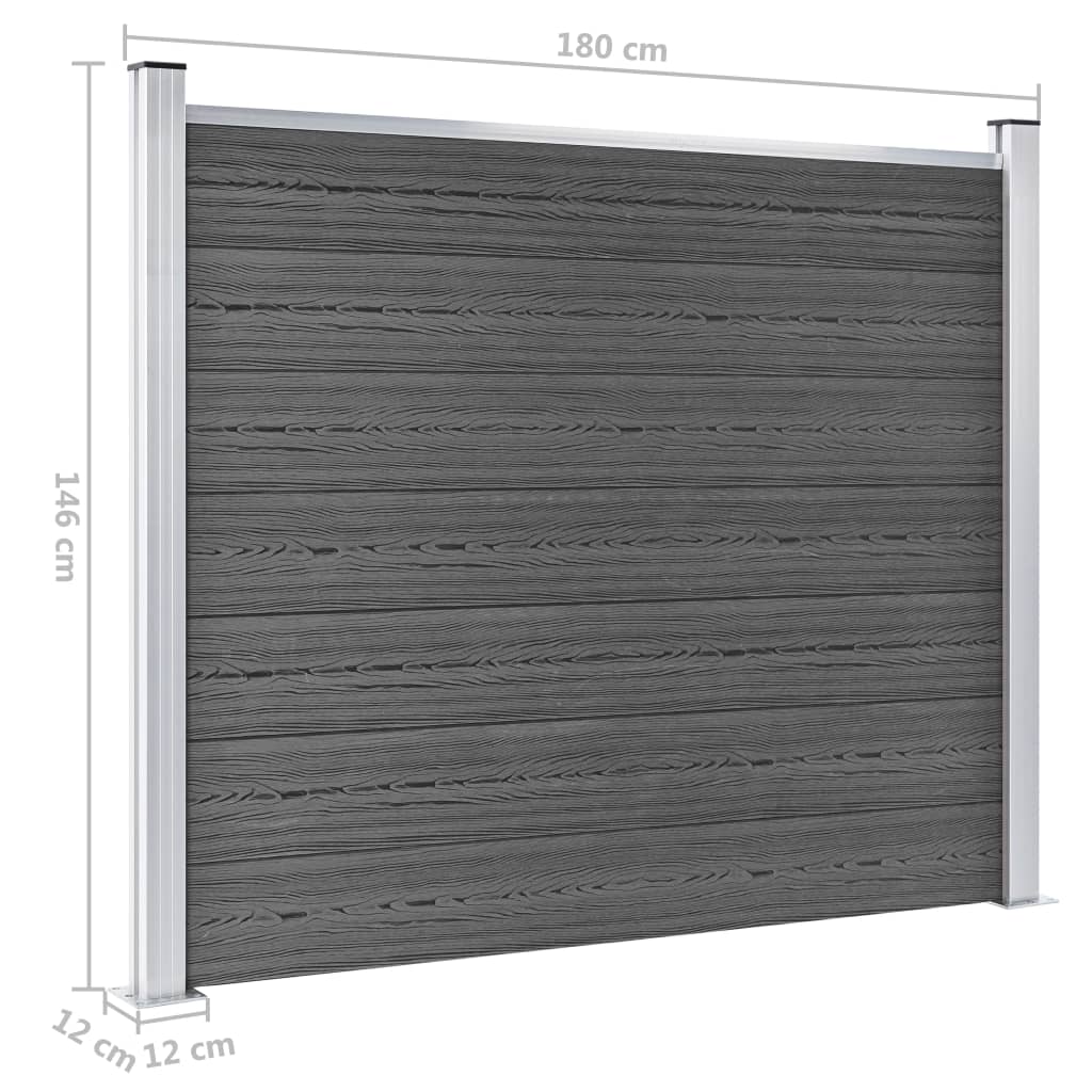 vidaXL Komplet ograjnih panelov WPC 526x146 cm črn