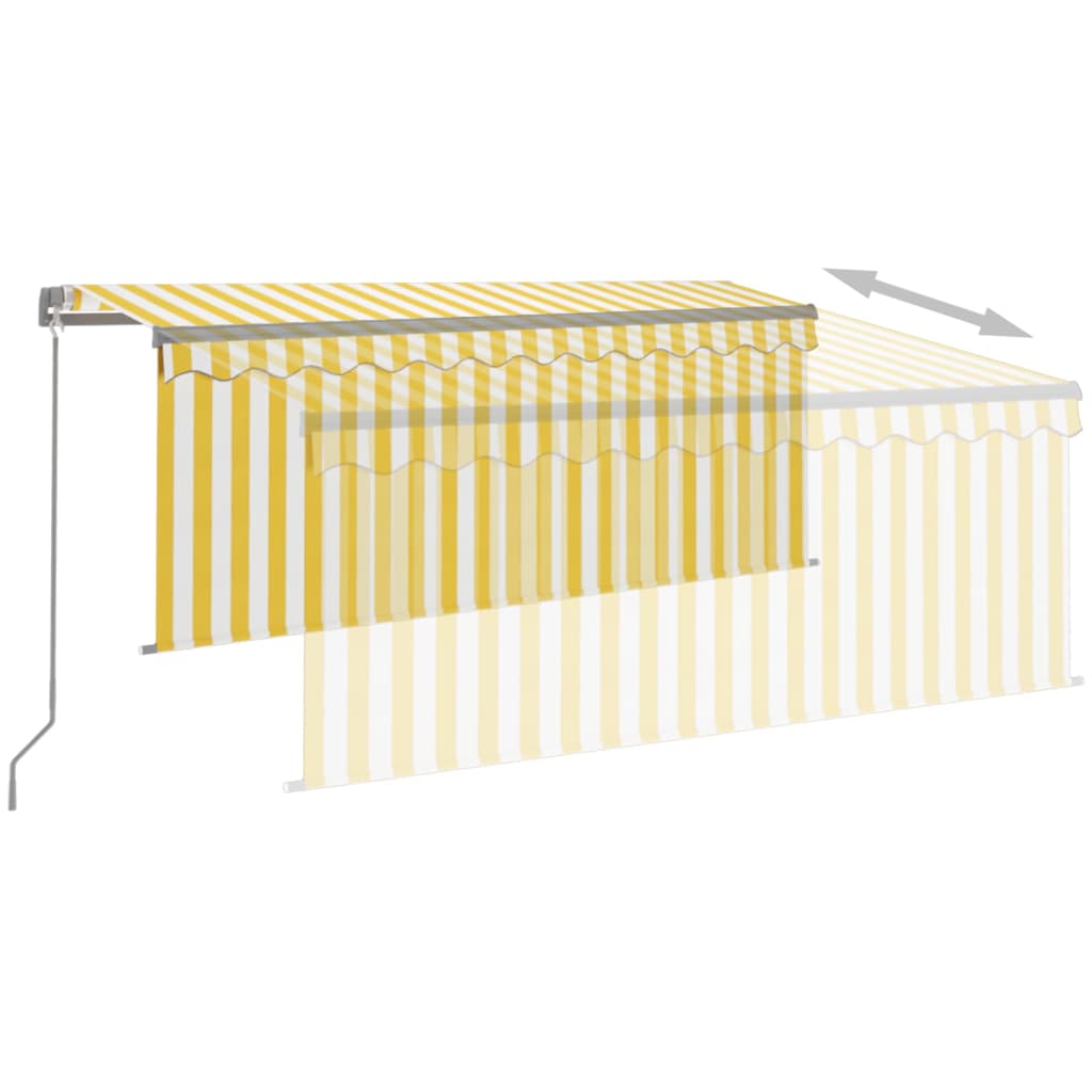 vidaXL Ročno zložljiva tenda s senčilom 3,5x2,5 m rumena in bela