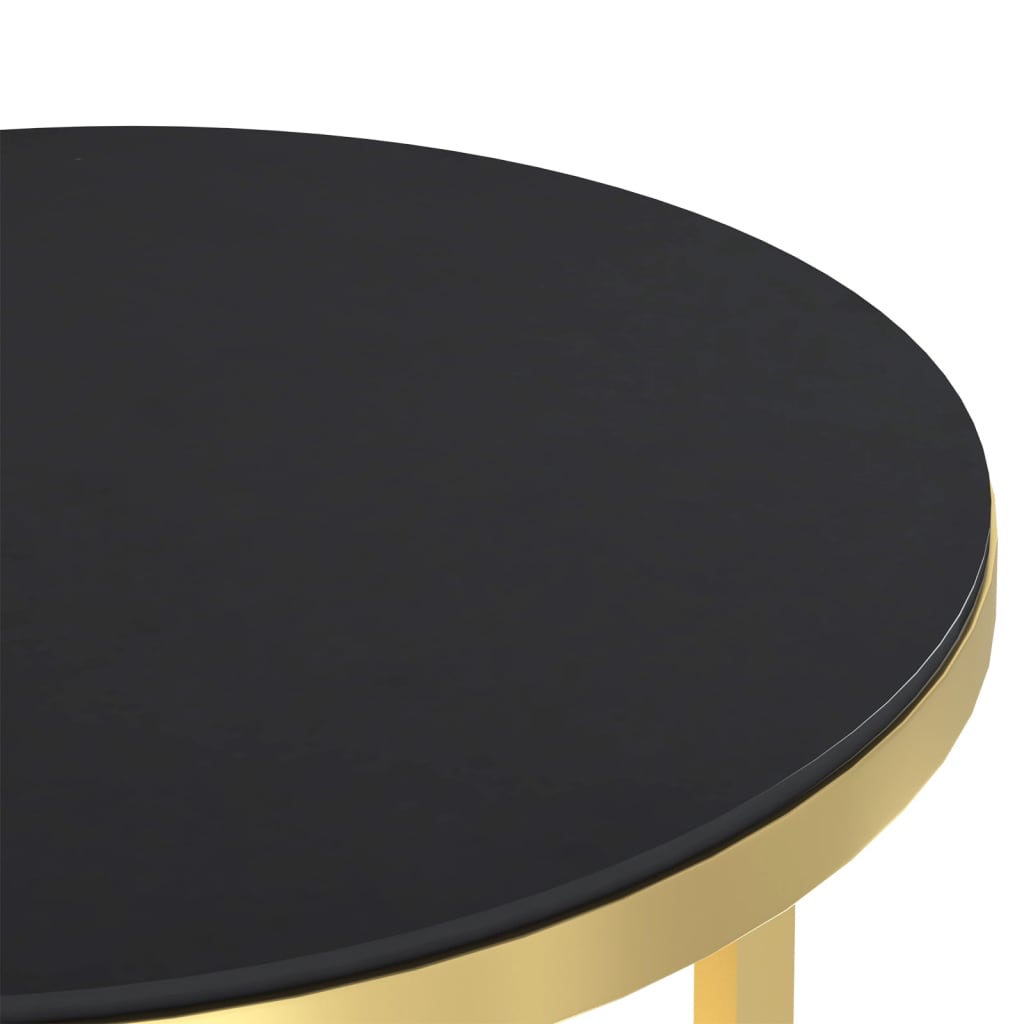 vidaXL Stranska mizica zlata in črna 45 cm kaljeno steklo