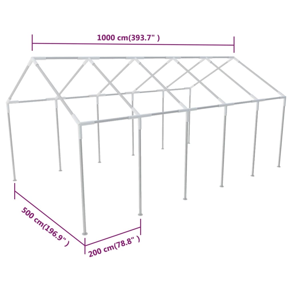 vidaXL Jekleni okvir za šotor za zabave 10 x 5 m