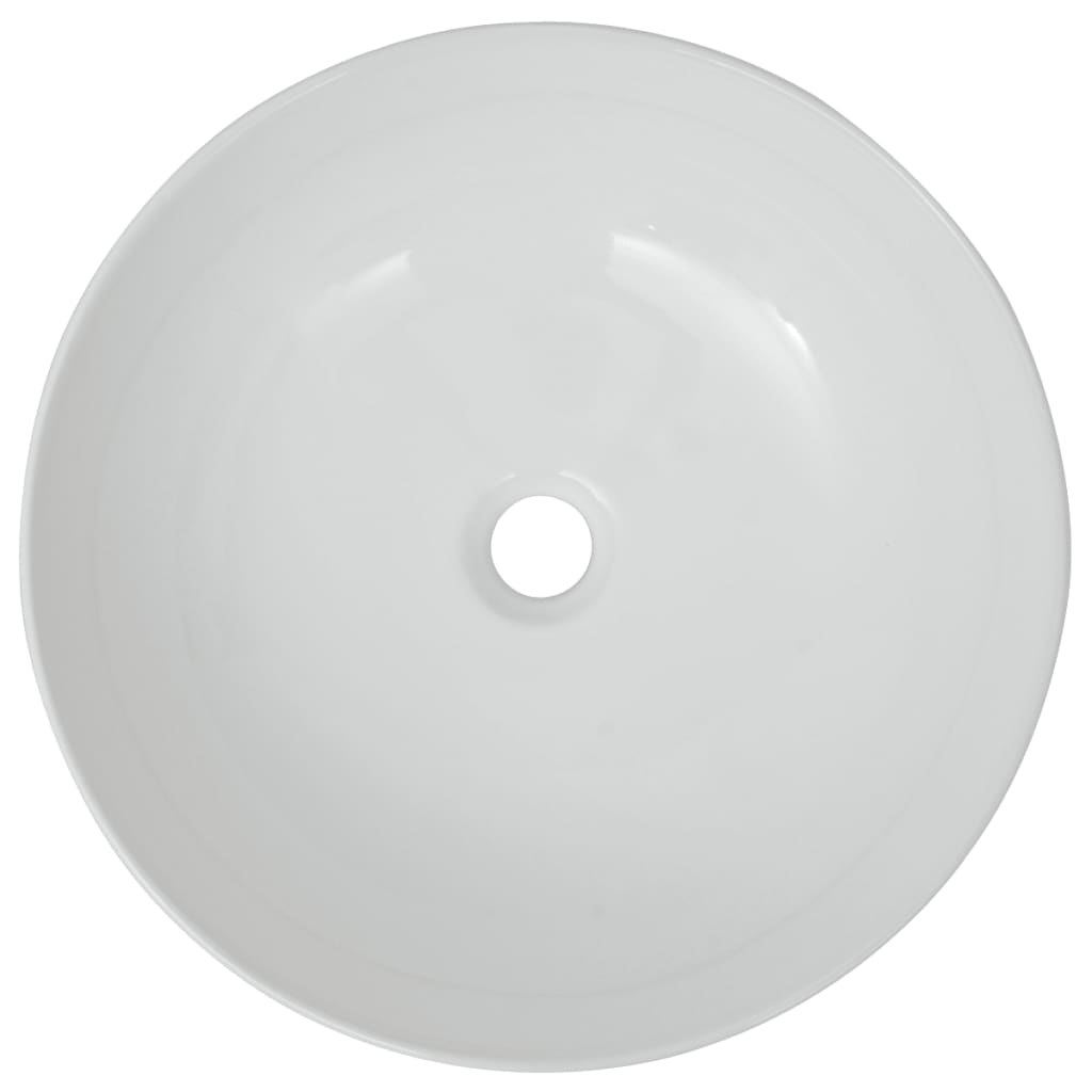 vidaXL Umivalnik Okrogel Keramičen Bele Barve 41,5x13,5 cm