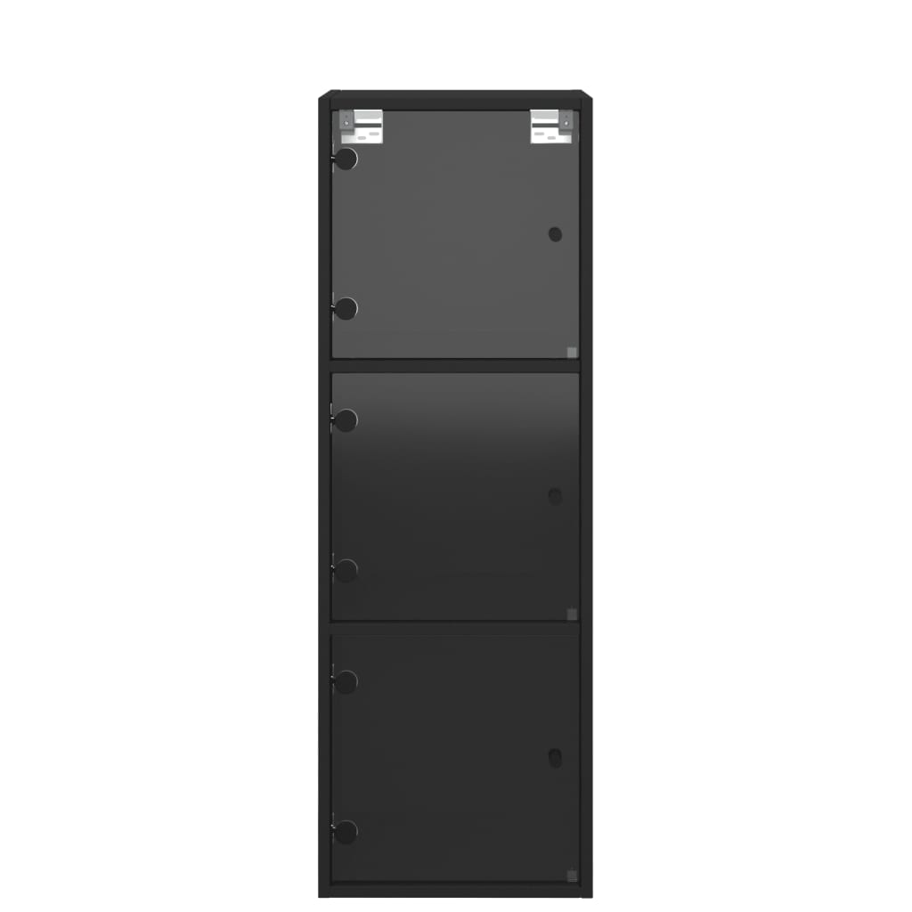 vidaXL Stenska omarica s steklenimi vrati črna 35x37x100 cm
