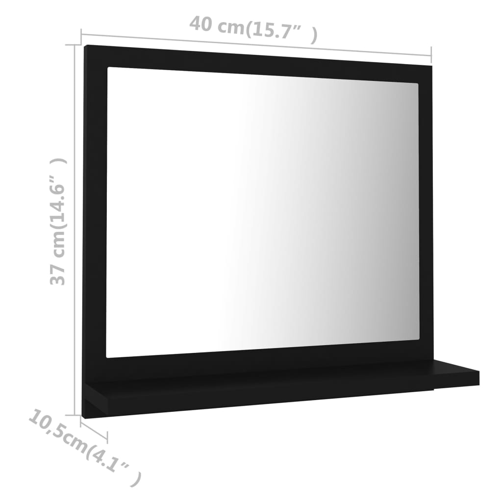 vidaXL Kopalniško ogledalo črno 40x10,5x37 cm iverna plošča