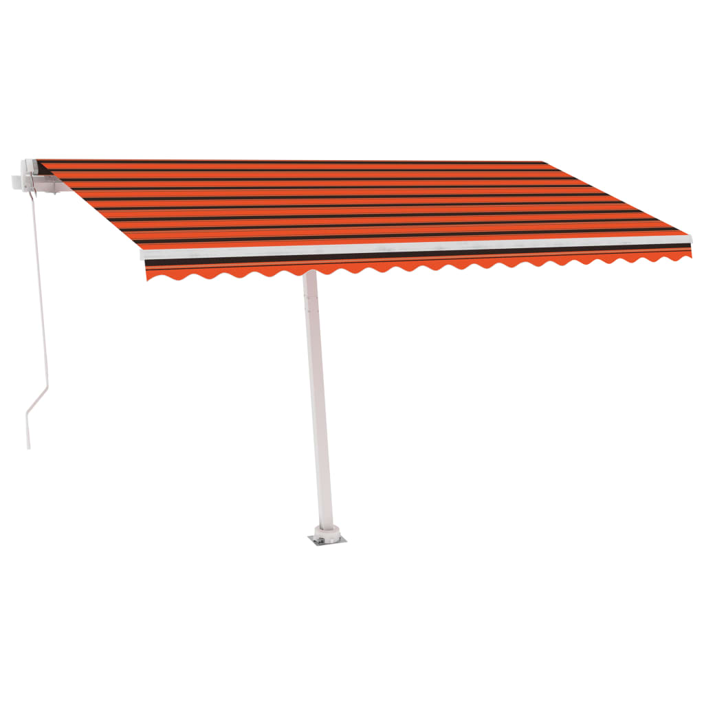vidaXL Ročno zložljiva tenda z LED lučmi 400x300 cm oranžna in rjava