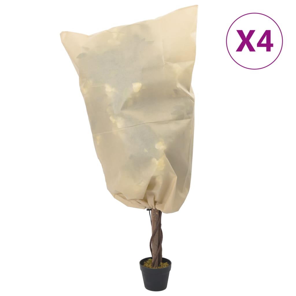 vidaXL Prevleka za rastline iz flisa z zadrgo 4 kosi 70 g/m² 0,8x0,8 m