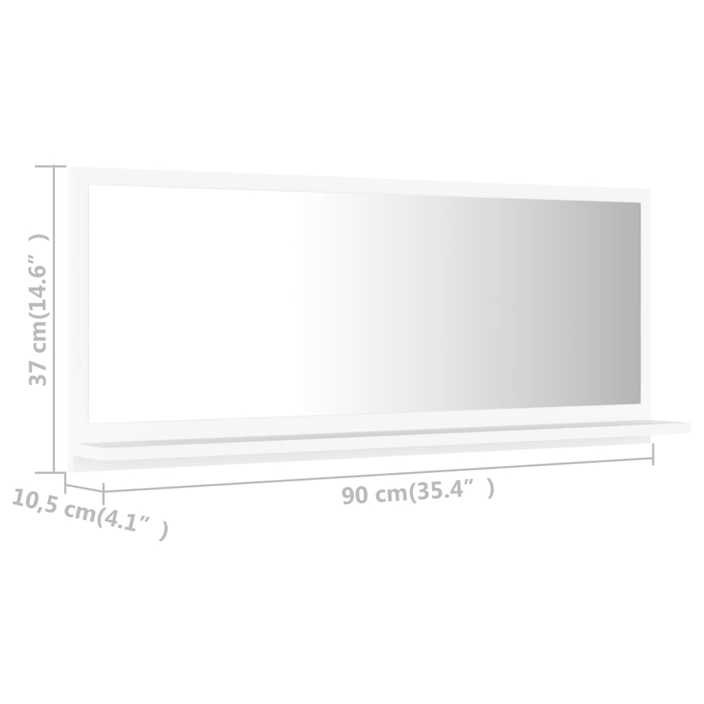 vidaXL Kopalniško ogledalo belo 90x10,5x37 cm iverna plošča