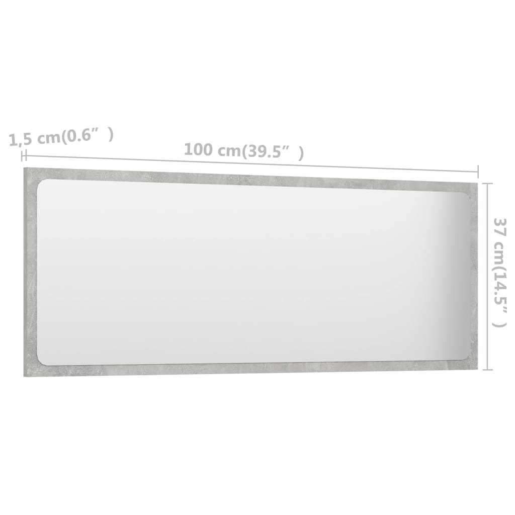 vidaXL Kopalniško ogledalo betonsko sivo 100x1,5x37 cm iverna plošča