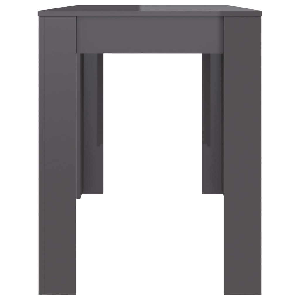 vidaXL Jedilna miza visok sijaj siva 120x60x76 cm iverna plošča