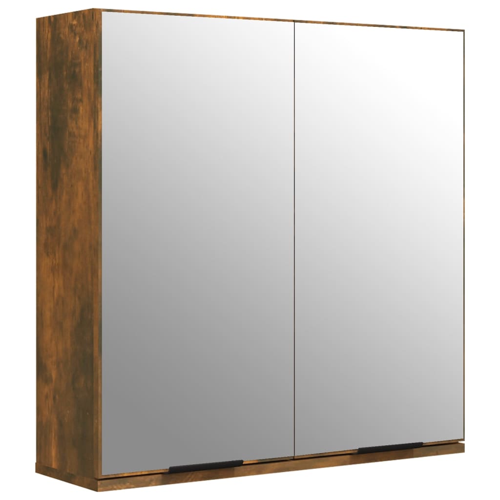 vidaXL Kopalniška omarica z ogledalom dimljeni hrast 64x20x67 cm