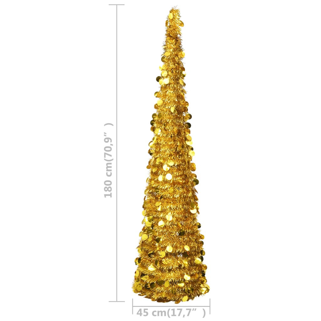vidaXL Zložljiva umetna novoletna jelka zlata 180 cm PET