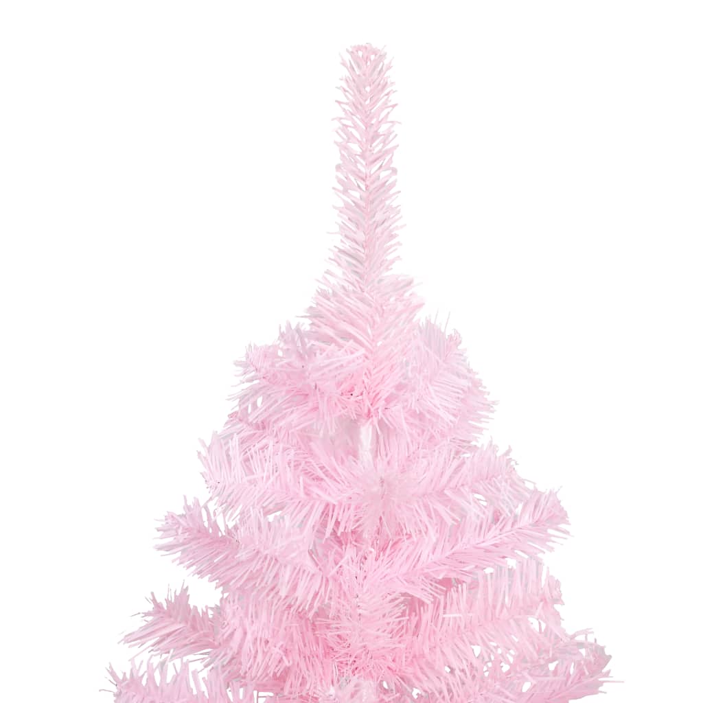 vidaXL Umetna osvetljena novoletna jelka z bunkicami roza 150 cm PVC
