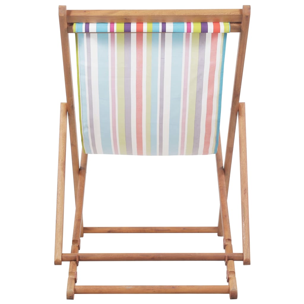 vidaXL Zložljiv stol za na plažo blago in lesen okvir večbarven