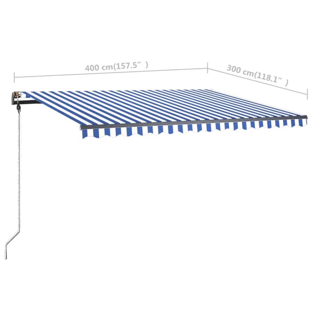 vidaXL Prostostoječa ročno zložljiva tenda 400x300 cm modra/bela