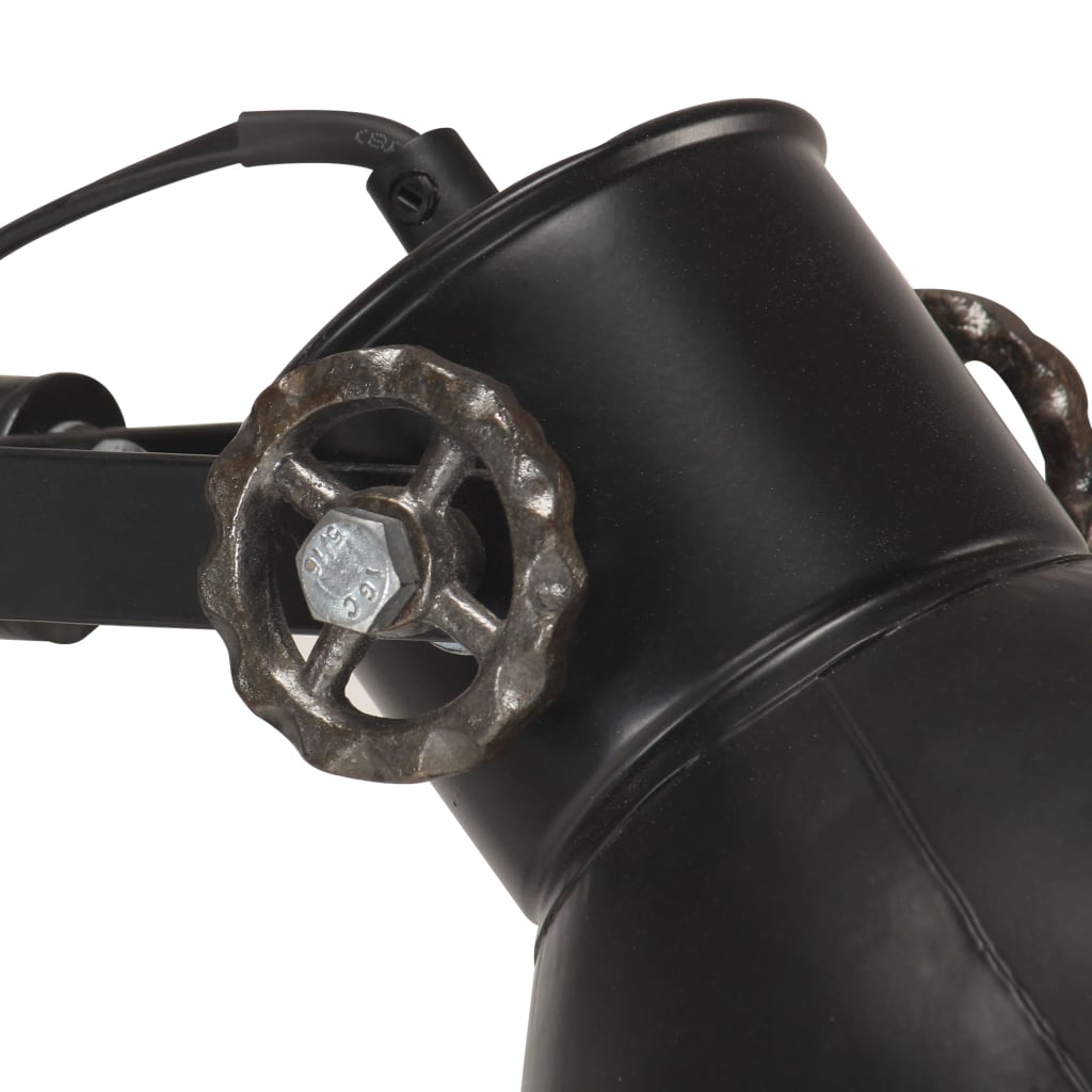 vidaXL Stoječa svetilka z 2 senčnikoma črna E27 lito železo