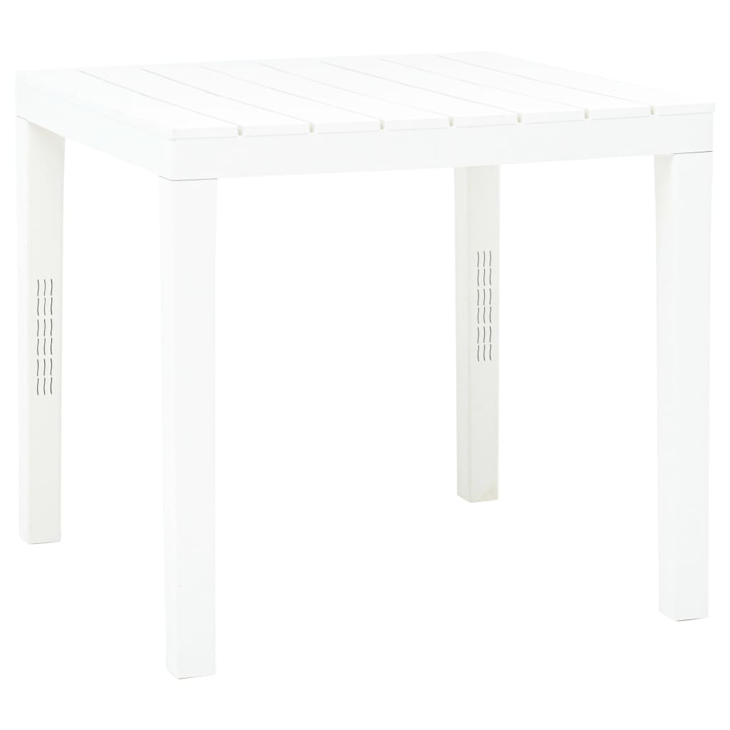 vidaXL Vrtna miza z 2 klopema iz plastike bela