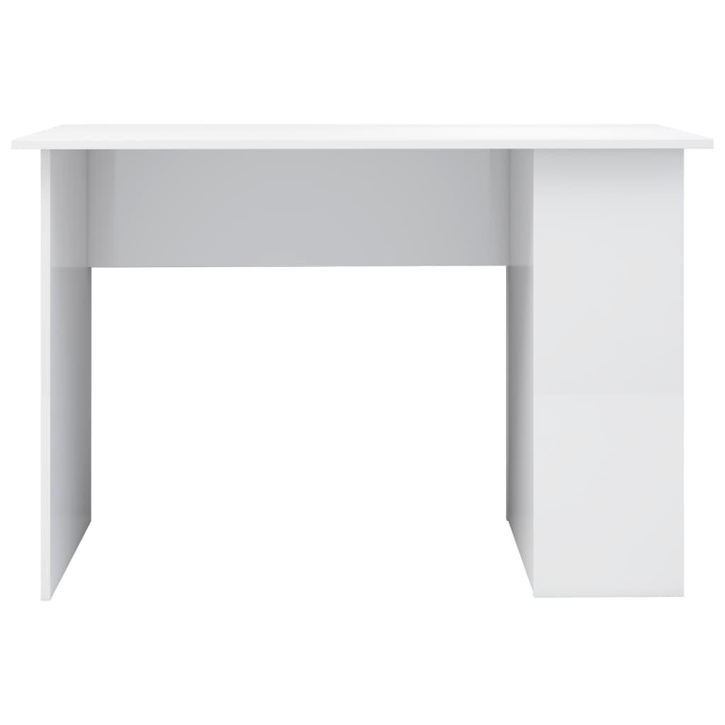 vidaXL Pisalna miza visok sijaj bela 110x60x73 cm iverna plošča