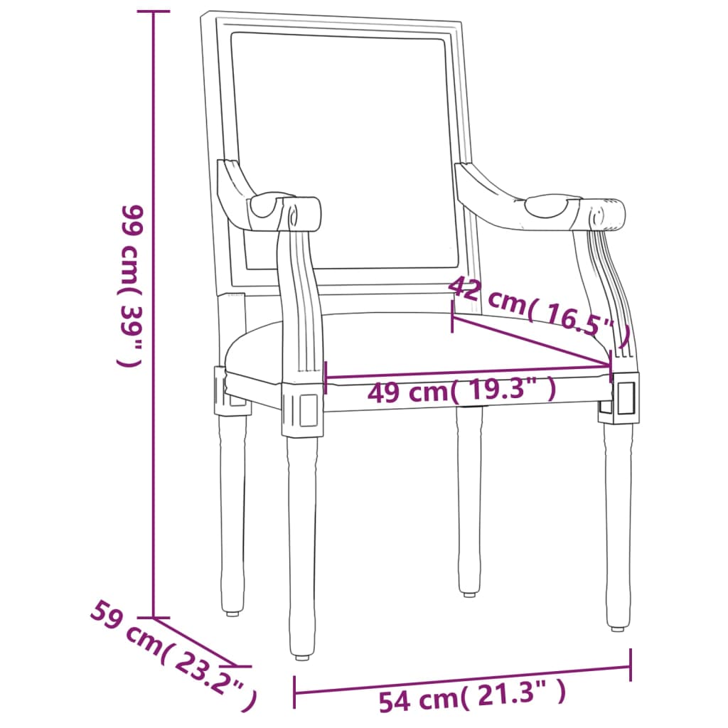 vidaXL Oblazinjen stol moder 54x59x99 cm žamet