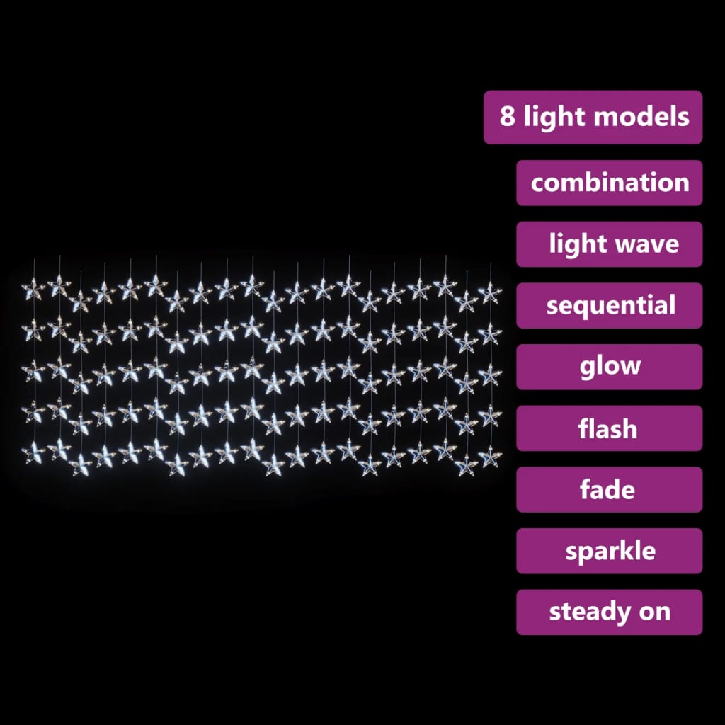 vidaXL LED zavesa z zvezdicami 500 LED lučk hladno bela 8 funkcij