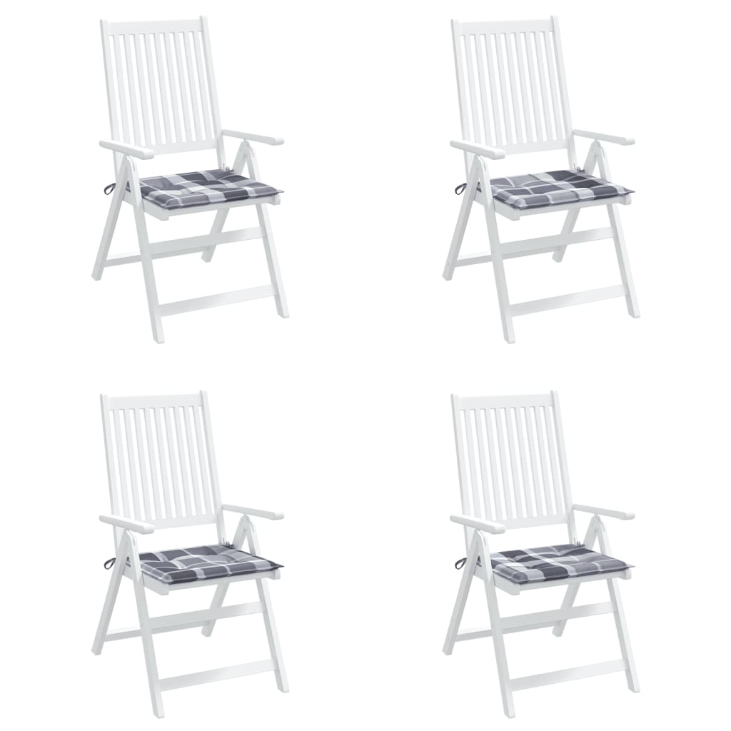 vidaXL Blazine za vrtne stole 4 kosi sive karo 50x50x3 cm oxford