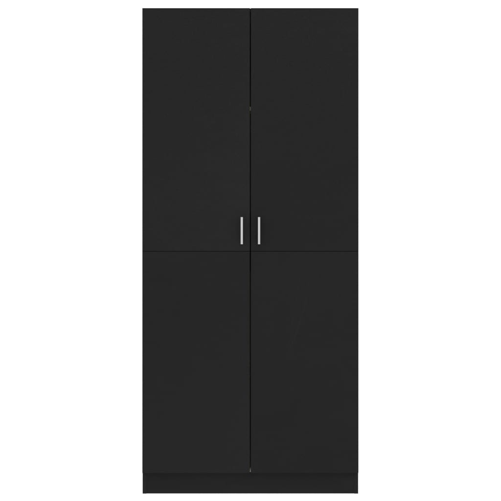 vidaXL Garderobna omara črna 80x52x180 cm iverna plošča
