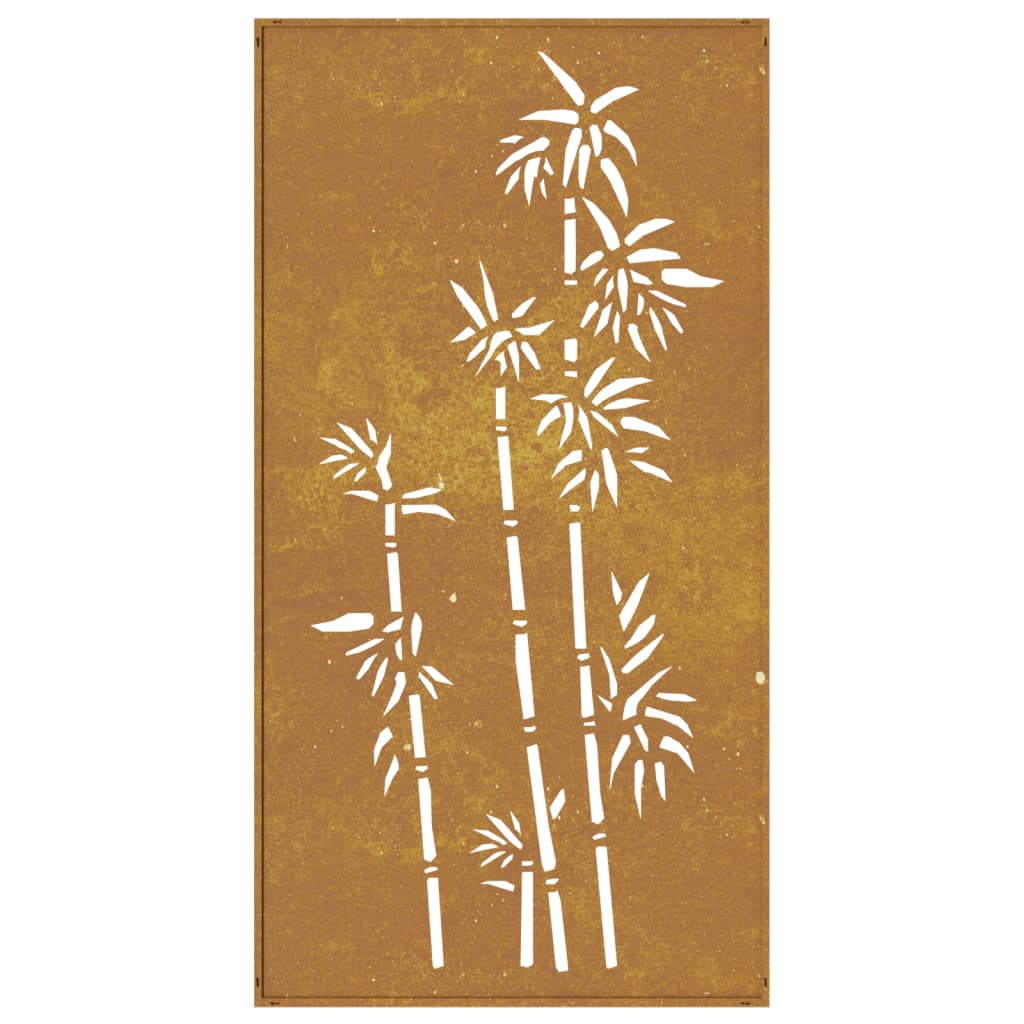 vidaXL Vrtna stenska dekoracija 105x55 cm corten jeklo bambus