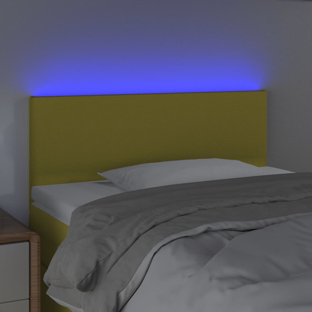 vidaXL LED posteljno vzglavje zeleno 90x5x78/88 cm blago