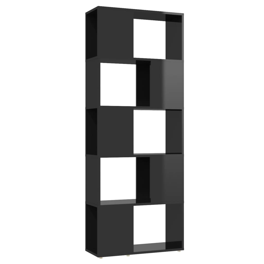 vidaXL Knjižna omara za razdelitev prostora sijaj črna 60x24x155 cm