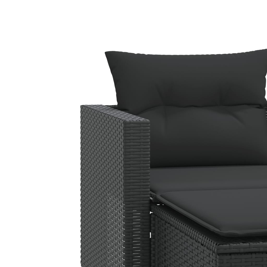vidaXL Vrtni kavč dvosed s stolčki črn poli ratan