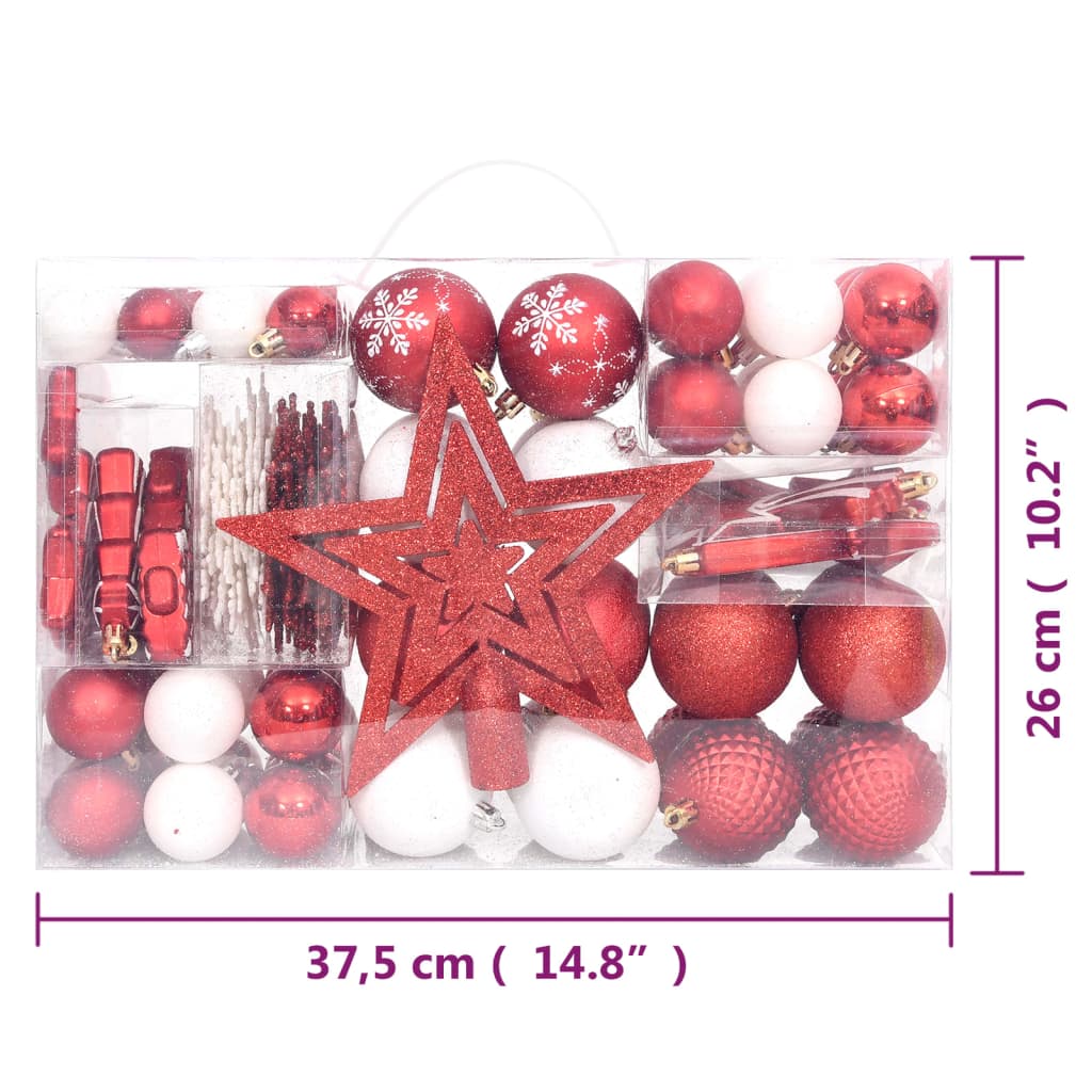 vidaXL Komplet novoletnih bučk 108 kosov rdeče in bele