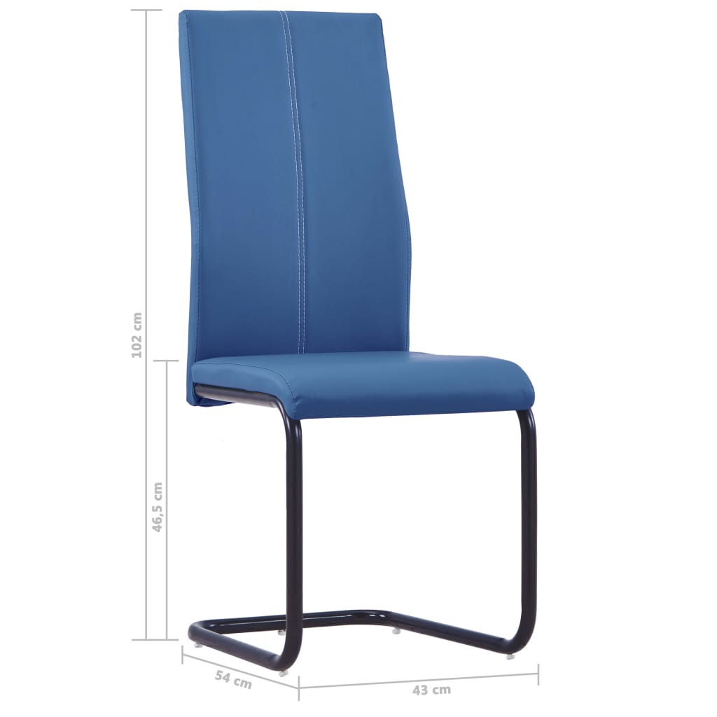 vidaXL Nihajni jedilni stoli 2 kosa modro umetno usnje