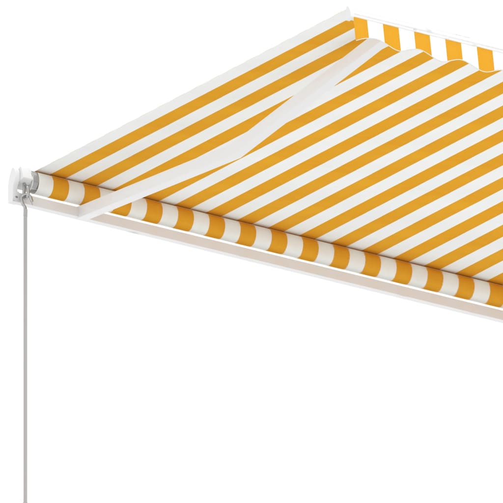 vidaXL Prostostoječa ročno zložljiva tenda 450x300 cm rumena/bela